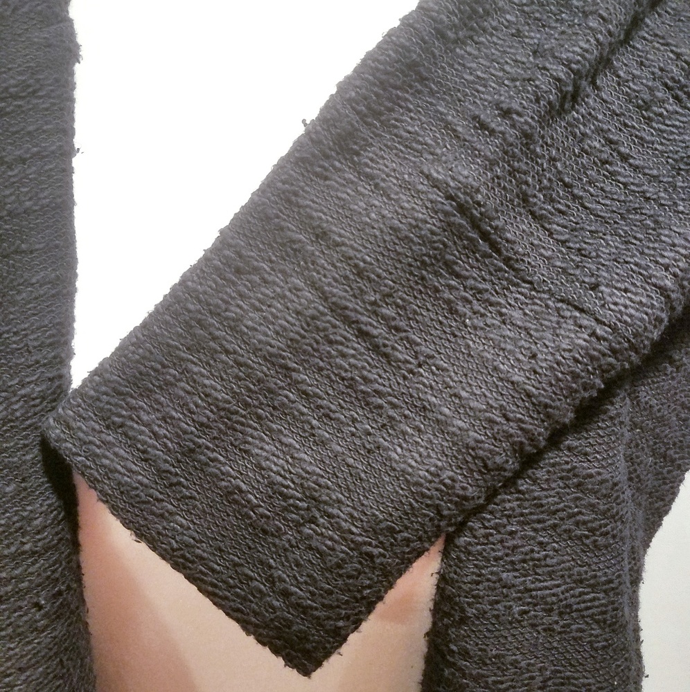 NWT Hem & Thread Black Textured Cotton Hoodie S - Picture 5 of 7